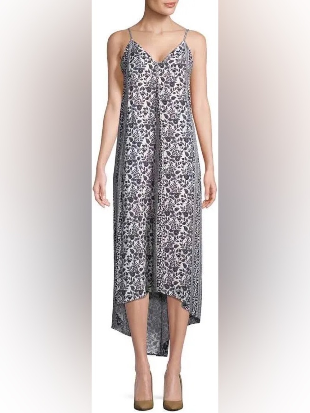 Alice + Olivia Rowley Dress Black and White Printed V-Neck Tank Top